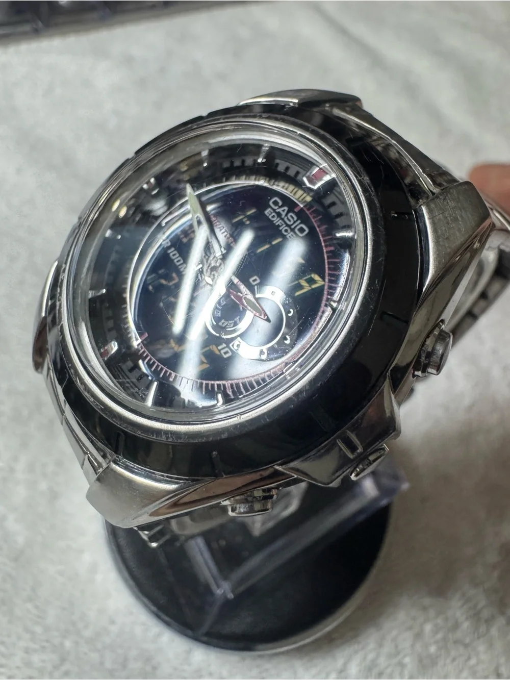 Casio Edifice Black Watch with Pink Accents
